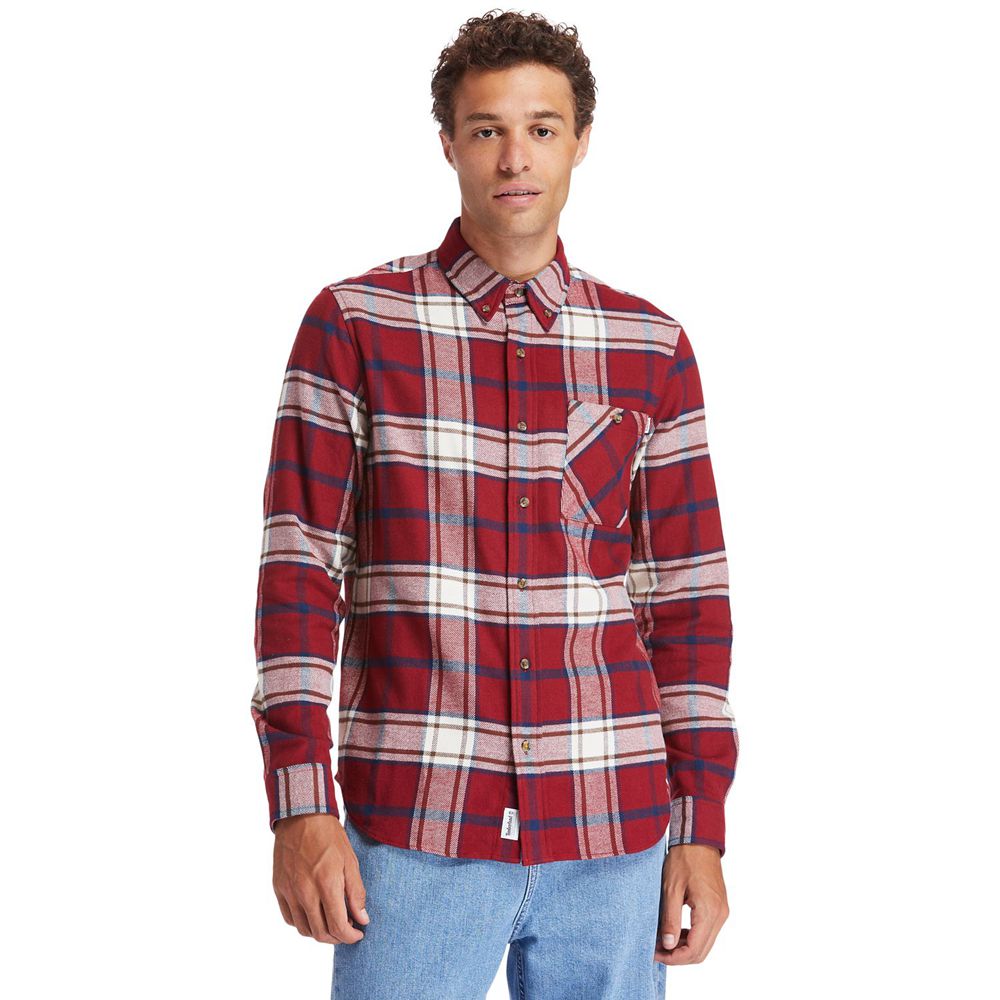 Camisa Masculino - Timberland Back River Heavy Flannel Check - GCOME8709 - Vermelhas/Branco